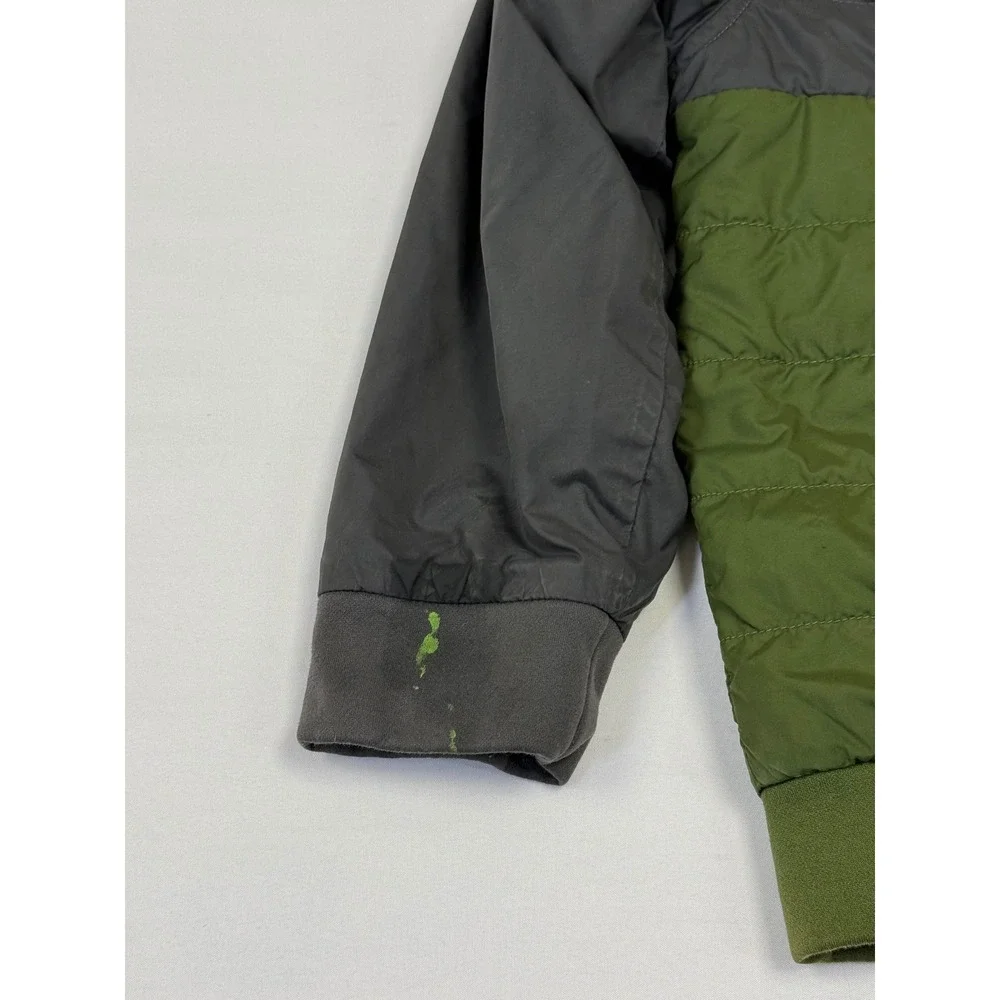 The North Face Boys Reversible Hooded Zip Up Jacket Green Gray Stripe Size‎ XS